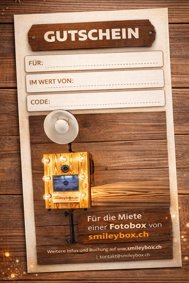 Fotobox-Gutschein smileybox.ch mit Drucker